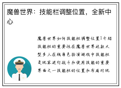 魔兽世界：技能栏调整位置，全新中心